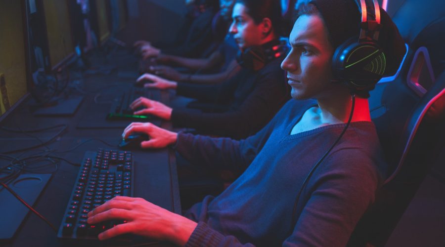 gamers with extended mouse pad gamers with extended mouse pad