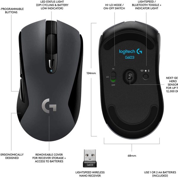 Logitech-G603-specs Logitech G603 specs